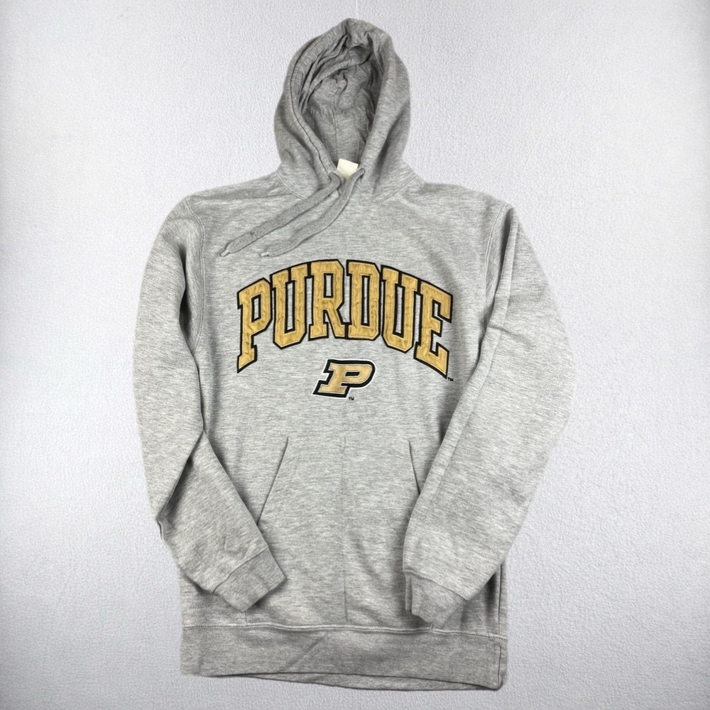Vintage Purdue Hoodie Mens Medium Gray Embroidered NCAA Sweatshirt Embroidered